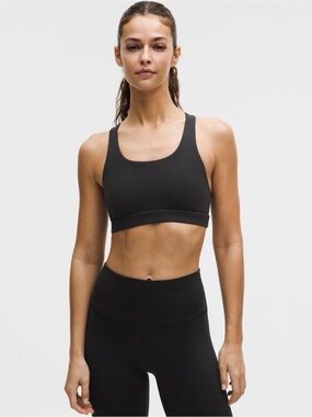 Lululemon Wunder Train Mesh-Back Bra Medium Support B/C Cup Black - Size 10